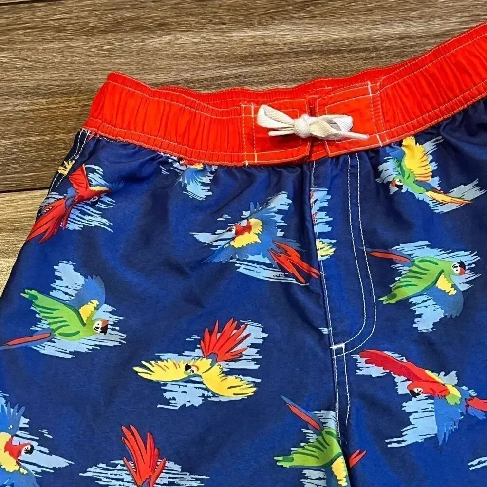 Hanna Andersson Tropical Parrot Sunblock Board Shorts Size 12